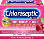 Chloraseptic Total Sore Throat & Cough Lozenges, Wild Cherry, Drops With. Fixed Price $6.37.
