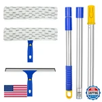 Ittaho Window Washing Kit With Extension Pole, 10" Squeegee & 11" Microfiber Scr. Fixed Price $50.30.
