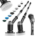 Electric Spin Scrubber With 3 Speed, Adjustable Extension Handle, 8 Brush Heads,. Fixed Price $38.99.