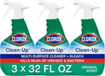 Clorox Clean-up Bleach Spray Bottle Multi-surface Cleaner 32OZ 3-PACK Disinfect. Fixed Price $23.98.