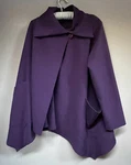 Staples Womens Medium Wrap Front Asymmetric Coat Jacket Purple Lagenlook Stretch. Fixed Price $48.26.