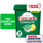 Cascade Complete Action Pacs, Lemon, 78 Count, Dishwasher Pods. Fixed Price $23.93.