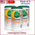 3 Pack Disinfecting Multi-surface Wipes 70 Count, Lemongrass Citrus, Fresh&clean. Fixed Price $25.66.