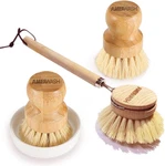 Wooden Dish Brush Set Clean Pots, Pans And Vegetable, Natural Bristles Bamboo Sc. Fixed Price $25.52.