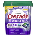 Sparkling Clean Dishes Every Time - Cascade Platinum Plus Pods 62 Count. Fixed Price $46.99.
