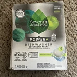 Seventh Generation Power+ Dishwasher Detergent Packs With Rinse Aid - 15. Fixed Price $5.95.