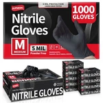 Disposable Nitrile Exam Gloves, 5 Mil Black, Powder-free Heavy Duty Clean. Fixed Price $74.98.