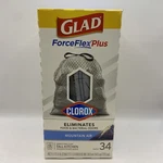 Glad Forceflex Plus W/clorox Mountain Air Tall Kitchen Drawstring 34 Bags. Fixed Price $12.24.