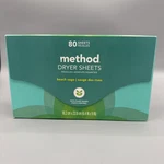 Method Dryer Sheets Beach Sage 80 New Sealed. Fixed Price $39.00.