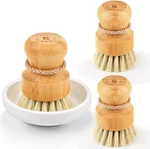 Bamboo Scrub For Dishes, Pan, Pot, Ceramics Base + 3P Sisal Brushes. Fixed Price $17.99.
