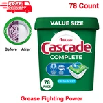 Cascade Complete Dishwasher Pods - Actionpacs Detergent Tab Fresh Scent 78 Count. Fixed Price $26.33.
