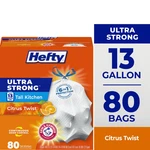 13 Gallon Trash Bags, Tall Kitchen White, Citrus Twist Scent, 80. Fixed Price $11.92.