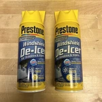 Prestone Windshield De-icer Aerosol Scraper Top 11 Oz Each (2 Pack). Fixed Price $14.99.