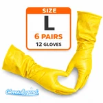 6 Pairs (12 Gloves) Large - Yellow Latex Household Cleaning Dishwashing. Fixed Price $12.95.