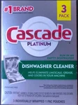 Cascade Platinum Dishwasher Cleaner 3-CT Per Box. Fixed Price $9.49.