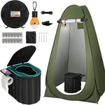 Portable Toilet For Camping With Pop-up Privacy Tent And Liquid Waste Gel+led. Fixed Price $68.39.