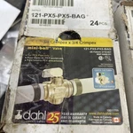 New Box Lot Of 24 Dahl 121-PX5-PX5- Bag 3/4 Straight Mini-ball Valve Pex. Fixed Price $160.00.