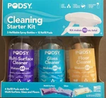 Podsy Cleaning Refillable Starter Kit (3 Spray Bottles + 12 Pods). Fixed Price $15.00.