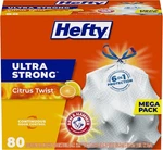 Hefty Ultra Strong Tall Kitchen Trash Bags, Citrus Twist Scent, 13 Gallon, 80 Co. Fixed Price $11.44.