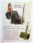 Palmolive Soap 1933 Vintrage Print Ad Evening Gown Bar Test Tube Oil. Fixed Price $9.98.