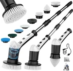 Electric Spin Scrubber With 3 Speed, Adjustable Extension Handle, 8 Brush Heads,. Fixed Price $32.99.
