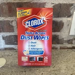 Clorox Extra Large Triple Action Dust Wipes Partial Box Open Discontinued. Fixed Price $29.99.