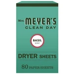 Mrs Meyers Clean Day Dryer Sheets Basil Scent 80 Count Fabric Softener. Fixed Price $20.99.