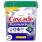 Cascade Platinum Plus Dishwasher Detergent Pods 52 Count Grease Fighting Power. Fixed Price $43.36.