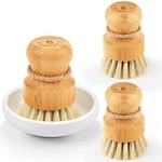 Bamboo Dish Scrub Brushes - Wooden Cleaning Set With Sisal Bristles, 3PCS. Fixed Price $17.67.