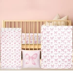 Baby Pink Bow Crib Bedding Set 3 Pcs Blanket, Fitted Sheet, Pil.... Fixed Price $35.84.