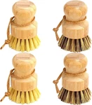 Bamboo Dish Brush Set, 4 Pcs Wooden PALM+2P Sisal, Beige, Yellow. Fixed Price $27.46.