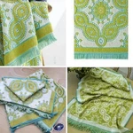 John Robshaw Petra Three-yarn Dyed Jacquard Fringe 3 Piece Towel Set New. Fixed Price $110.00.