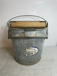Galvanized Behrens Mop Bucket Wringer W/ Foot Pedal & Wooden Rollers Usa. Fixed Price $29.00.