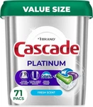 Cascade Platinum Actionpacs Dishwashing Detergent Pods Fresh Scent 71 Count. Fixed Price $19.50.